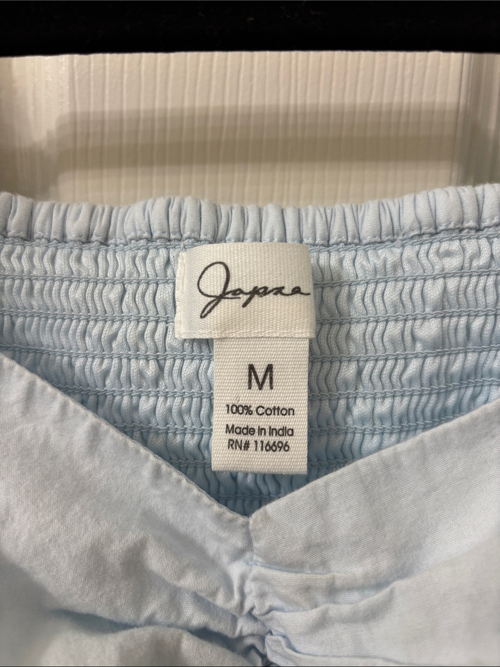 Japna Light Blue Peplum Puff Sleeve Top - Picture 3 of 4